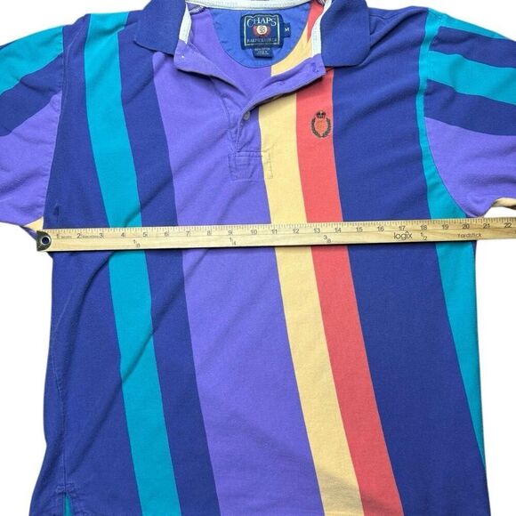 Vtg Chaps Ralph Lauren Polo Shirt Mens Medium Vertical Stripe Crest Crown Y2K - Picture 12 of 12